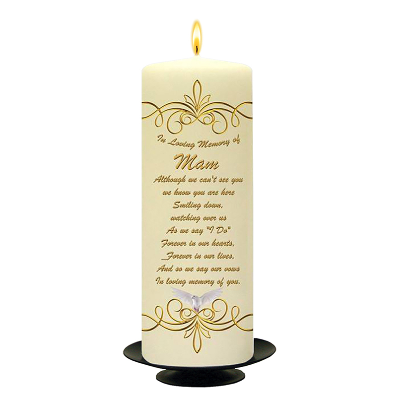 Customised Wedding Remembrance Candle - Ornate Swirls & Gold Rings